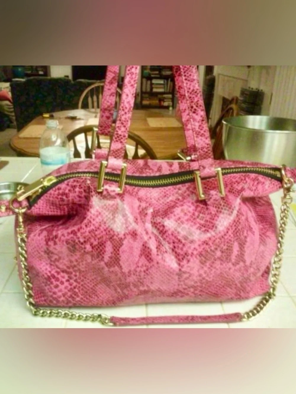 ENC Rare Vintage Y2K Juicy Couture Silvia Snake-Embossed Goat Leather Satchel